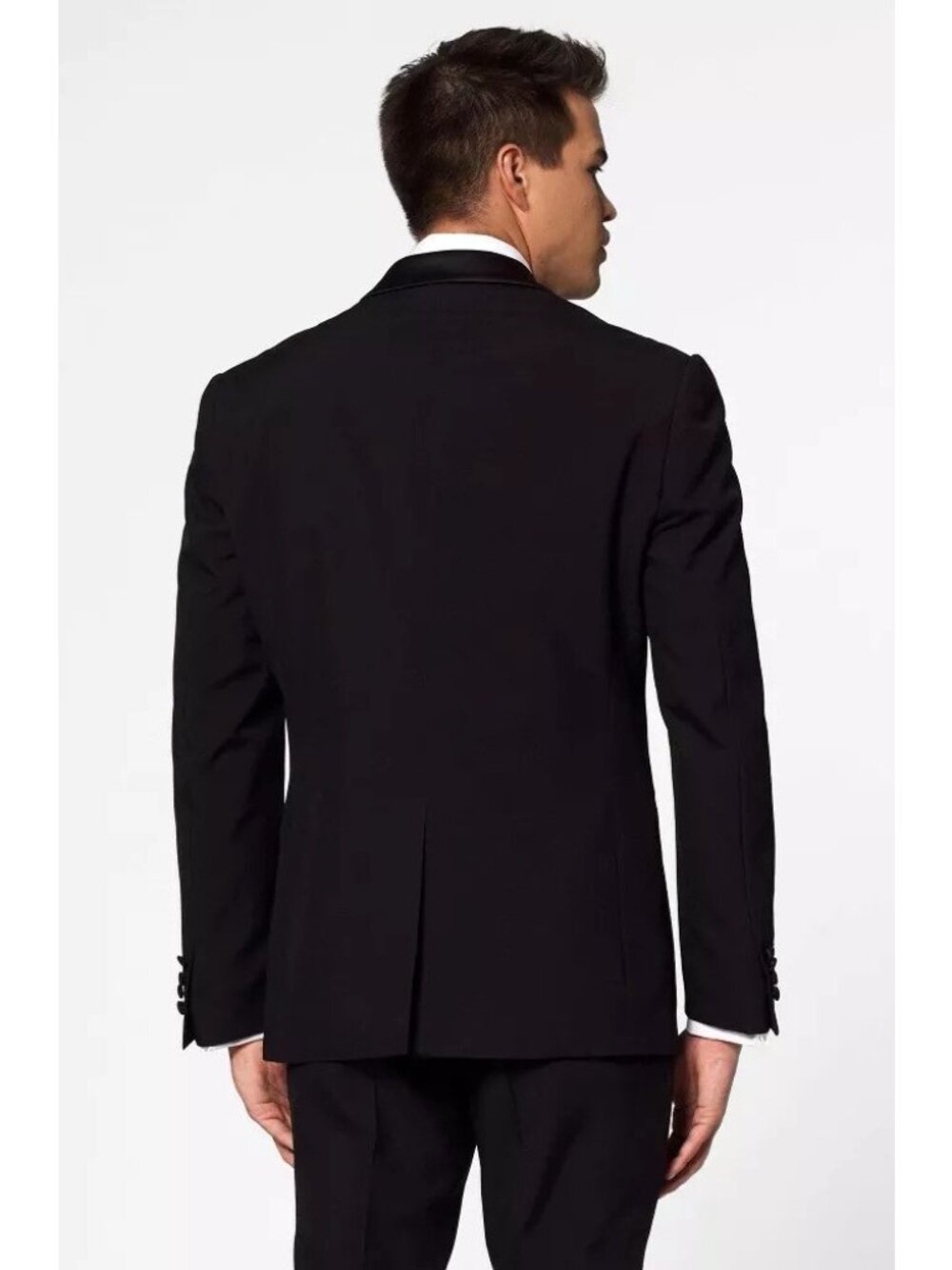 OppoSuits Men's Premium Slim Fit Jet Black Tuxedo Suit -- Size 50 4XL OPEN BOX - Picture 2 of 10